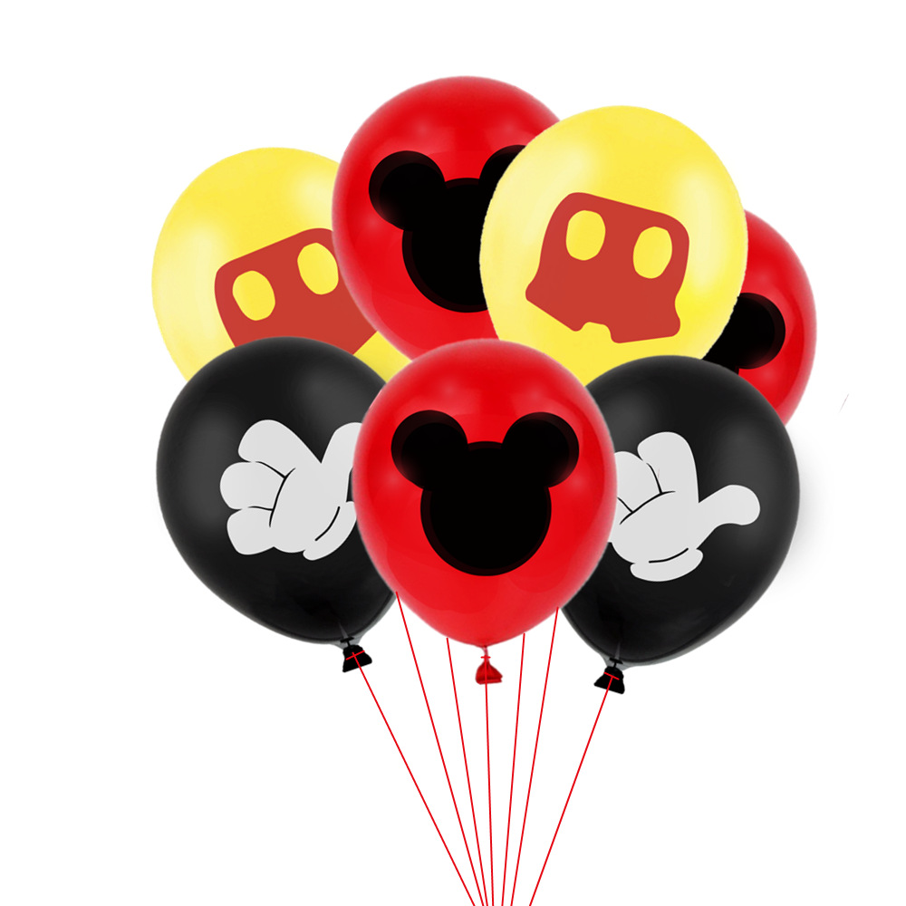 Cross-Border Hot Selling 12-Inch Minnie Printed Rubber Balloons Baby Full-Year Birthday Mickey Theme Party Decoration