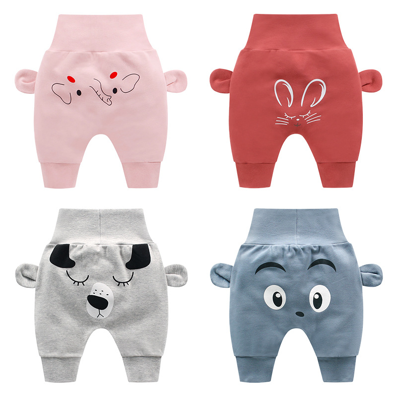 2023 Baby Pants Spring and Autumn New Boys and Girls Bottom-Enlarged Pants Baby High Waist Belly Protection Pants Children's Casual Trousers Tide