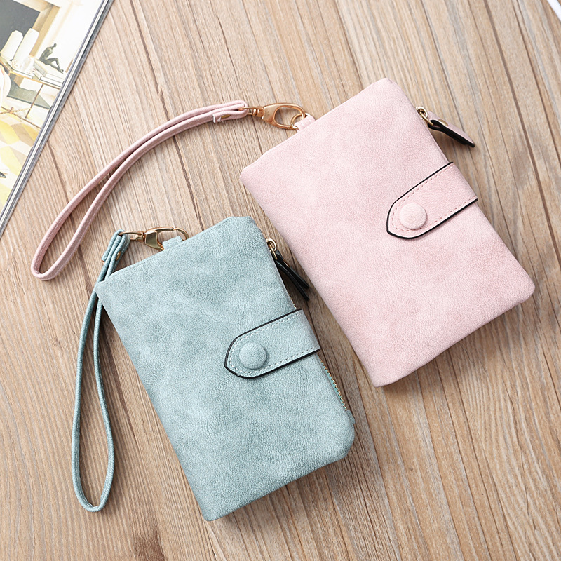 korean style fashion ladies wallet clutch bag tri-fold fashion women‘s bag multiple card slots frosted short wallet coin purse