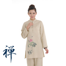 厂家直销夏季新款浓惠女士瑜伽经典套装禅修打坐服禅茶居士服1058