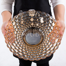 欧式水晶玻璃果盘现代时尚珠点水果盘大号创意客厅水果盘盘子厂家