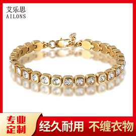 供应方形清新百搭手饰钛钢手链水晶时尚手链女生生日礼物学生饰品