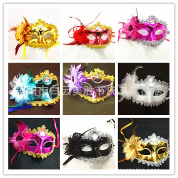 美胜工厂 畅销款 公主小美女侧花 带花时尚舞会高档女士半脸面具