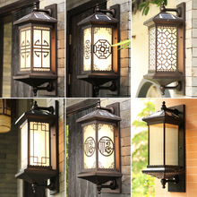 新中式太阳能LED超亮户外壁灯 室外防水简约家用花园露台庭院墙灯