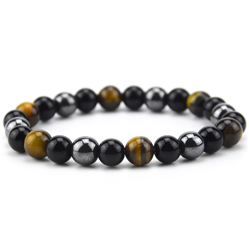 Cross-Border Men's Bracelet Tigereye Haematite Imitation Obsidian Bracelet Yama AliExpress Son Cross-Border Sold Jewelry Wholesale