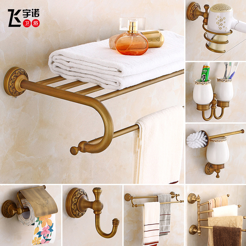 欧式仿古毛巾架浴巾架套装卫生间浴室置物架五金卫浴挂件毛巾杆