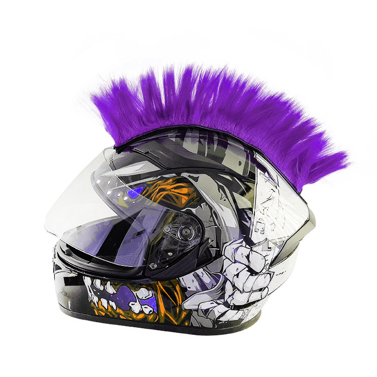 庞克头套鸡冠头假发 摩托车头盔配件紫色鸡冠头 欧美现货 工厂价