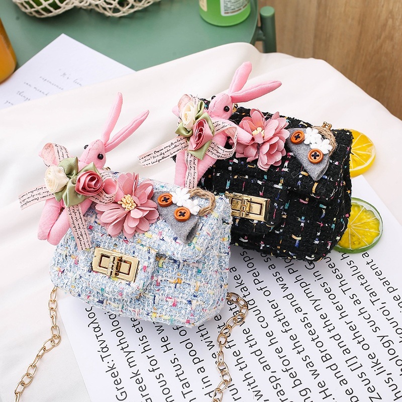 Children's Bag Cute Girls' Cartoon Flower Shoulder Bag Chanel Style Messenger Bag Baby Coin Purse Candy Bag