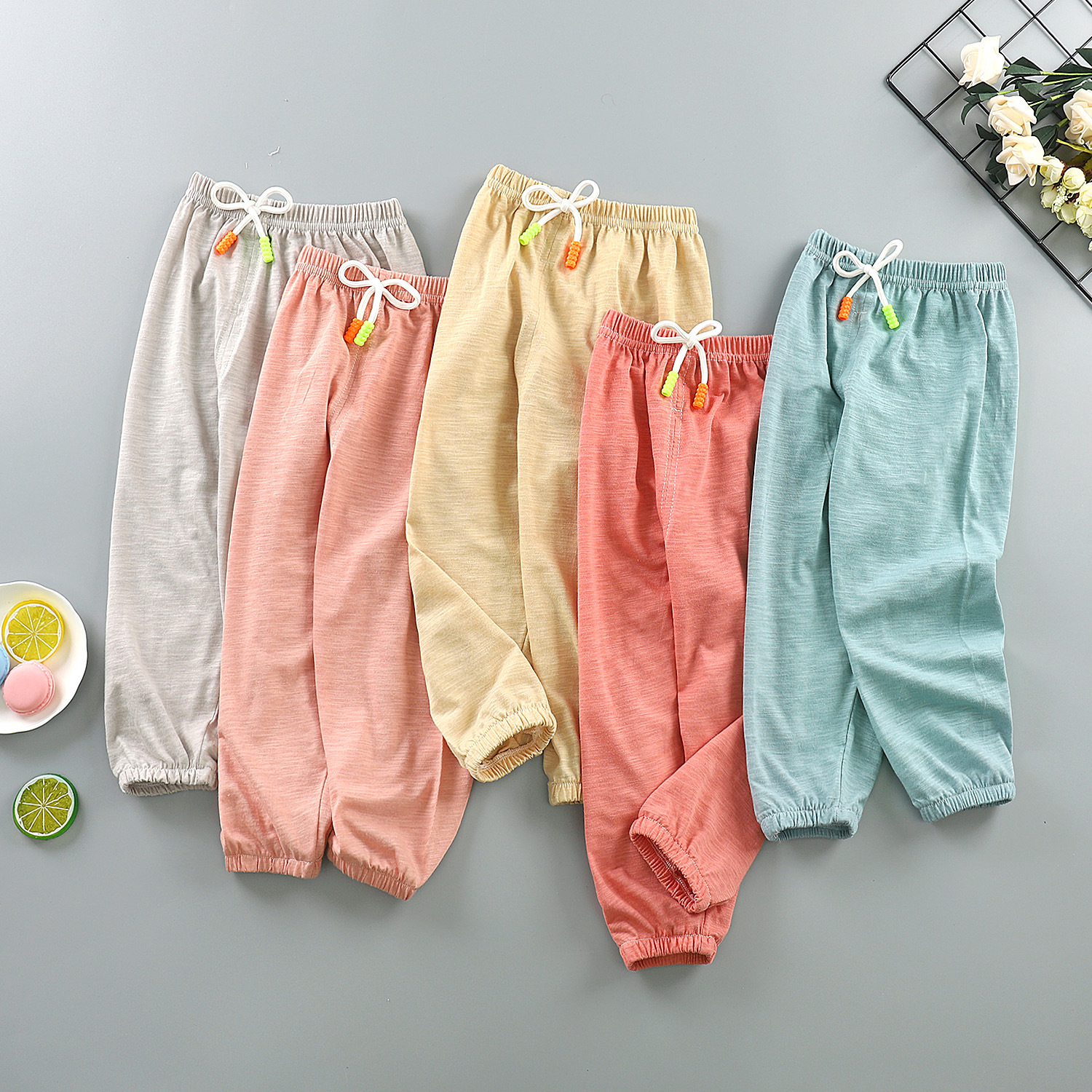 一件代销夏季新款儿童竹节棉防蚊裤子1-6岁男女宝宝5家居休闲睡裤
