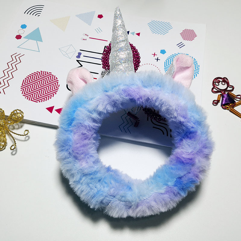 Hairband European and American Cool Unicorn Hairband Christmas Party Headdress Rainbow Headband Face Wash Headband