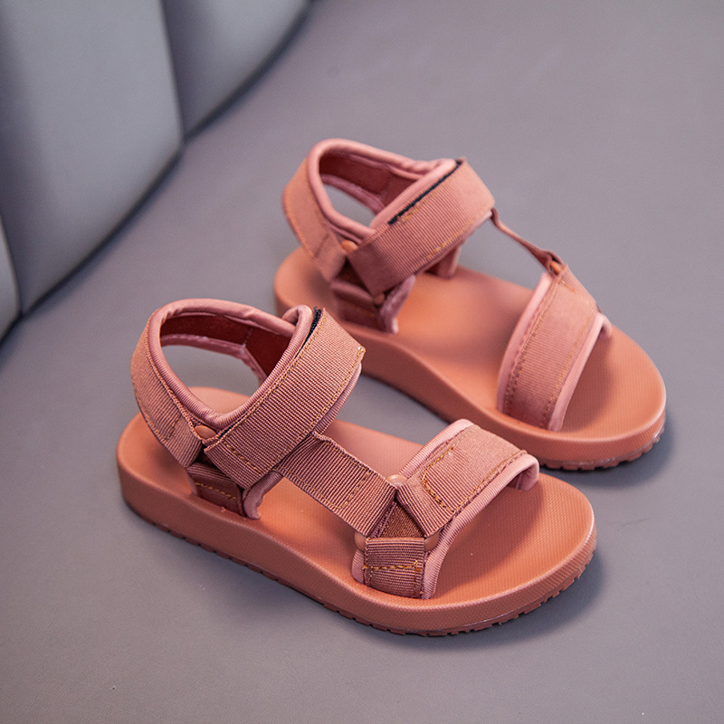 2024 Summer New Children's Shoes Boys Casual All-Matching Beach Shoes Girls Ribbon Fashion Simple Open Toe Sandals