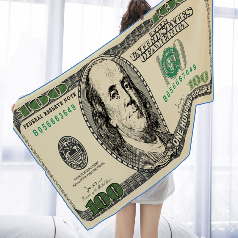 100美金 锦涤双面绒户外运动吸水速干沙滩巾数码印花运动浴巾毛巾