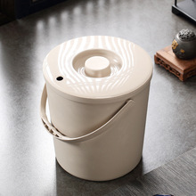 家用塑料手提茶水桶圆形带盖子茶渣过滤垃圾桶茶道茶水分离排水桶