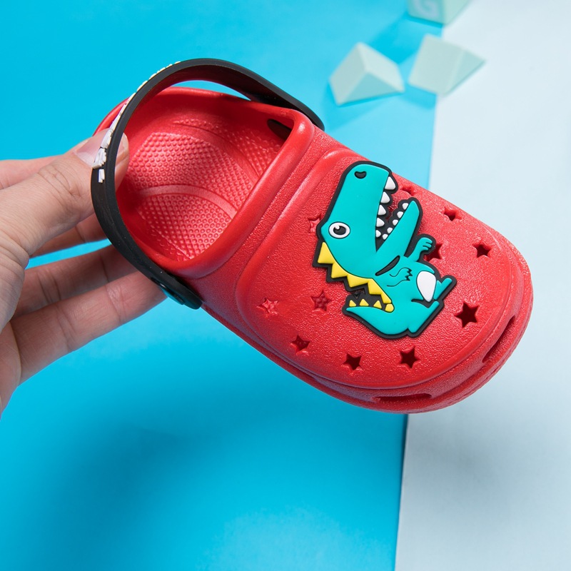 小恐龙男童凉鞋夏卡通软底宝宝沙滩鞋婴幼儿洞洞鞋儿童凉拖鞋女孩