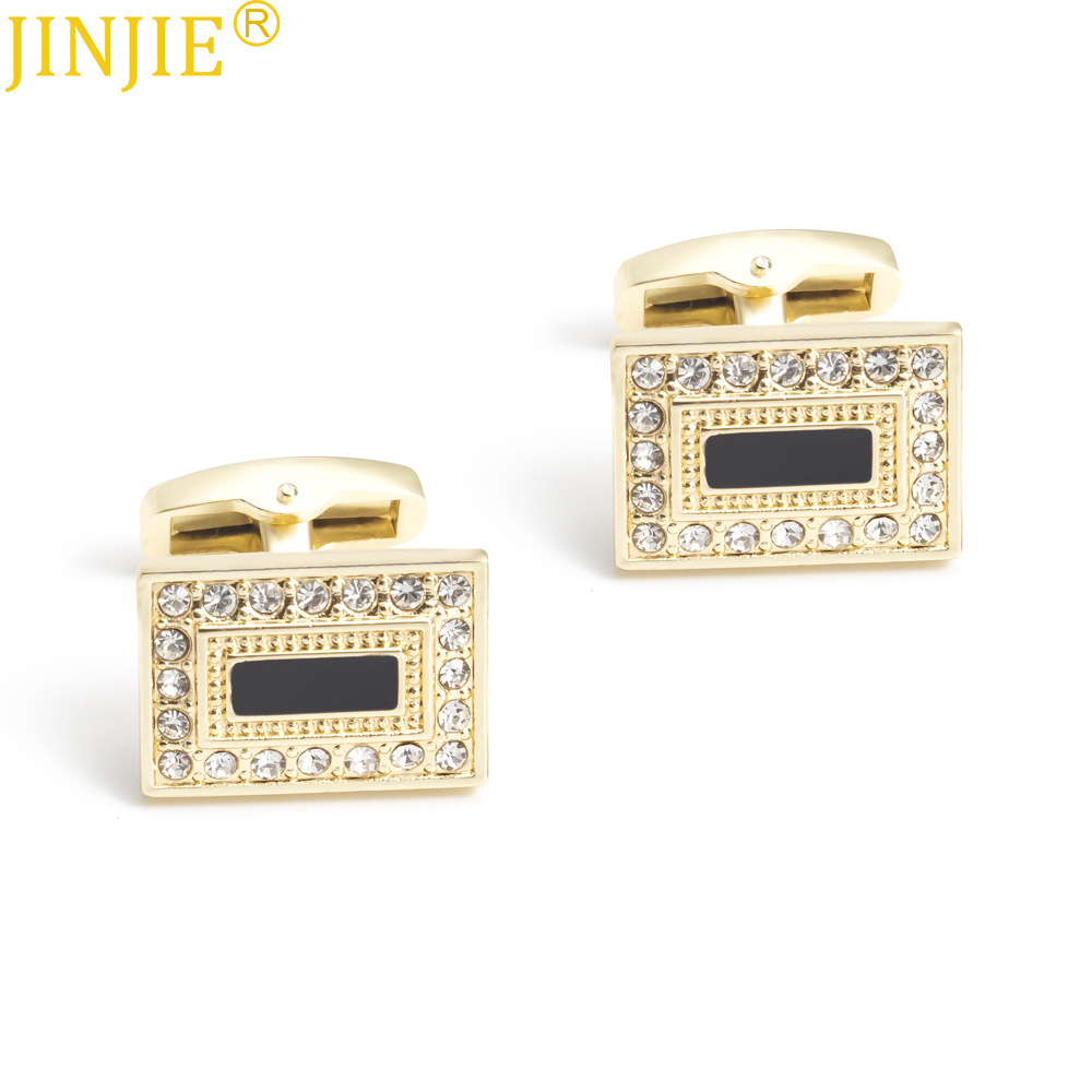 new high-end square enamel diamond cufflinks all-match men‘s and women‘s shirt cufflinks spot foreign trade hot-selling cufflinks