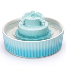 蓝色酷彩蛋糕款猫碗陶瓷宠物饮水机自动循三重环过滤喷泉饮水器