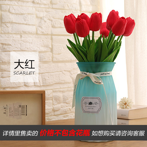 Pu Feel Tulip Single Greenery and Fake Flowers Nordic Style Living Room Decorative Ornament Pieces Tulip Artificial Flower Wholesale