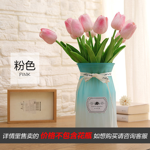 Pu Feel Tulip Single Greenery and Fake Flowers Nordic Style Living Room Decorative Ornament Pieces Tulip Artificial Flower Wholesale