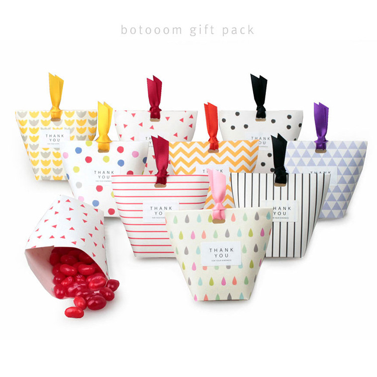 韩式精品可爱礼品袜领带丝巾盒现货彩色水滴印刷糖果色折叠包装盒