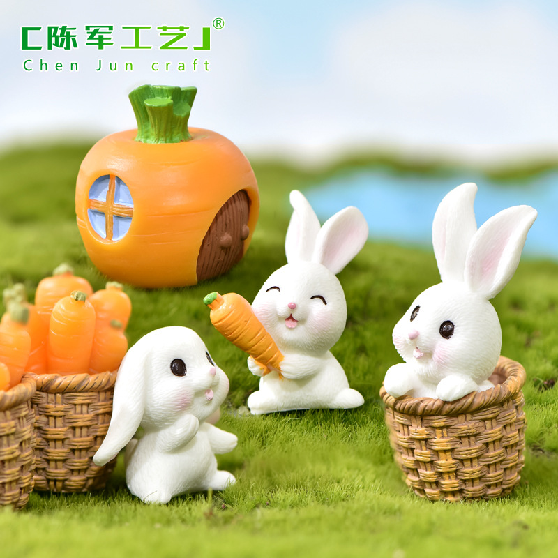 micro landscape cute animal cartoon bunny carrot room cute rabbit gardening resin jewelry accessories rabbit year decoration