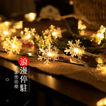跨境新款LED雪花灯串 电池盒节日装饰婚庆彩灯 满天星星圣诞灯饰