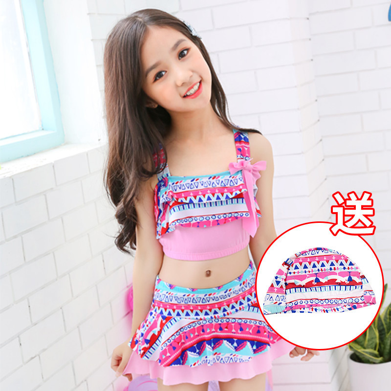 New Children's Swimsuit Women's One-Piece Split Princess Girl Swimsuit Middle and Big Children Girls' Skirt Student Swimsuit