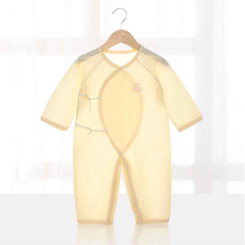 Baby One-Piece Clothes Newborn Baby Clothes Pure Cotton Romper Romper Sheath Long Sleeve Monk Clothing Summer Thin