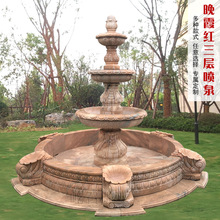 欧式石雕喷泉流水池喷水池大理石大型户外景观喷泉庭院石材跌水钵