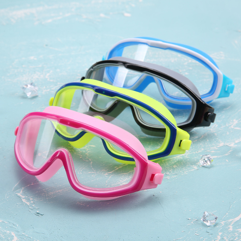 Children's Large Frame Swimming Goggles Boys' Glasses Girls' Hd Swimming Goggles Waterproof Anti-Fog Equipment Professional Diving Goggles