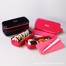 ASVEL日式双层饭盒分隔保鲜盒女上班餐盒塑料午餐可微波炉