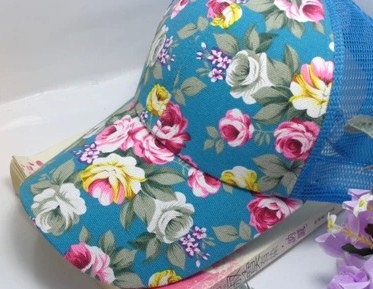 Retro Flat Brim Big Brim Baseball Cap 2015 Summer Pastoral Printed Floral Sun Protection Sun Hat Peaked Cap for Women