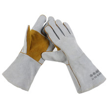 【厂家直销】二层牛皮电焊手套加长加固耐磨隔热焊工防护劳保手套