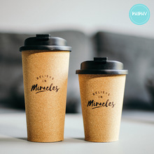 创意软木塑料咖啡杯 便携式车载杯 隔热旅行休闲随手杯可制定logo