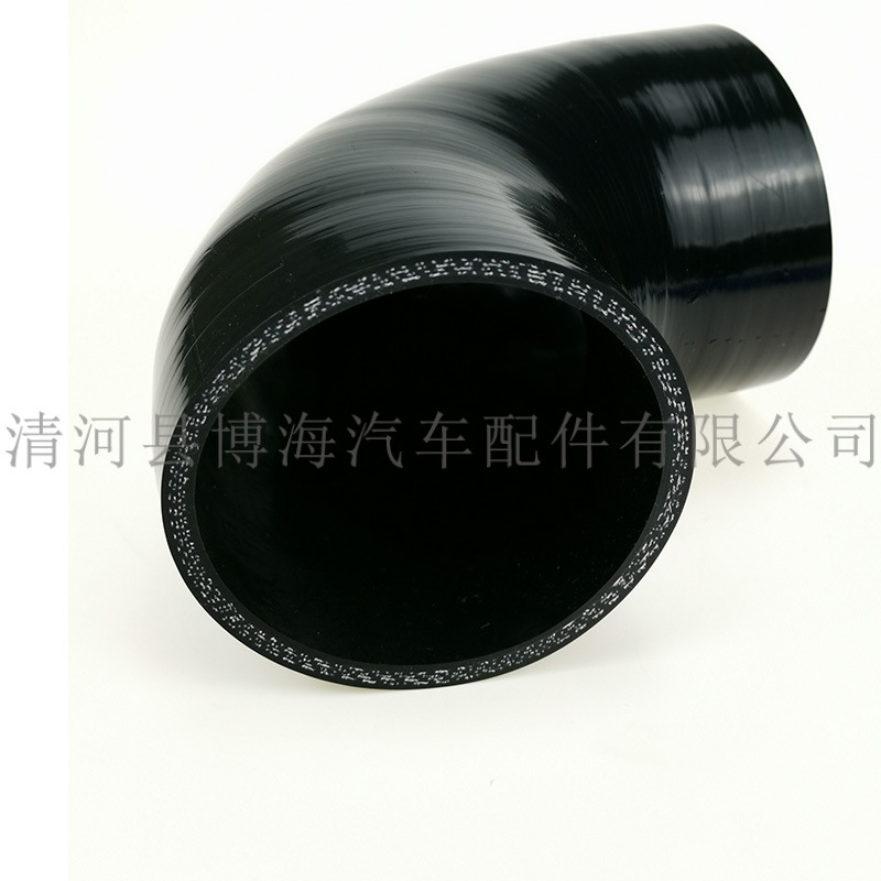 黑色硅胶管耐高温夹布手缠硅胶管90度弯头L型硅胶连接管