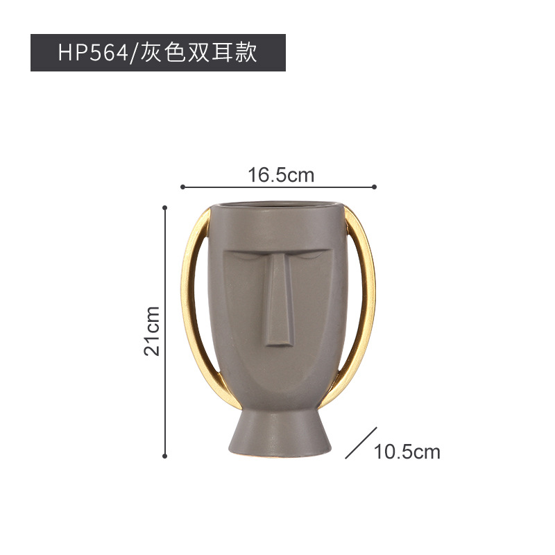 Nordic Style Head Portrait Face Ceramic Vase Creative Simple and Modern Furnishings Crafts Soft Outfit Decoration Ornaments