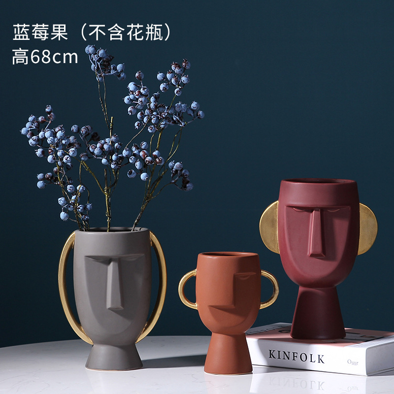 Nordic Style Head Portrait Face Ceramic Vase Creative Simple and Modern Furnishings Crafts Soft Outfit Decoration Ornaments