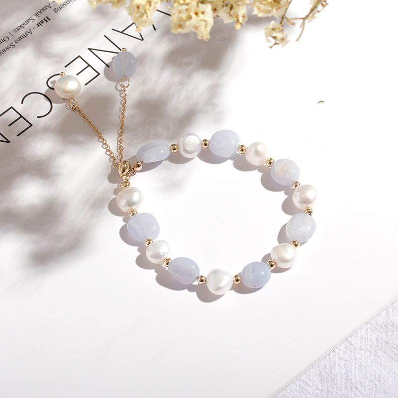 Bado Blue Dongling Crystal Bracelet Freshwater Pearl Crystal Bracelet Female Korean Simple Personalized Bracelet Bracelet Female