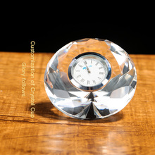 水晶工艺品创意水晶钻石钟表小摆件卧室书房装饰品 商务礼品钟