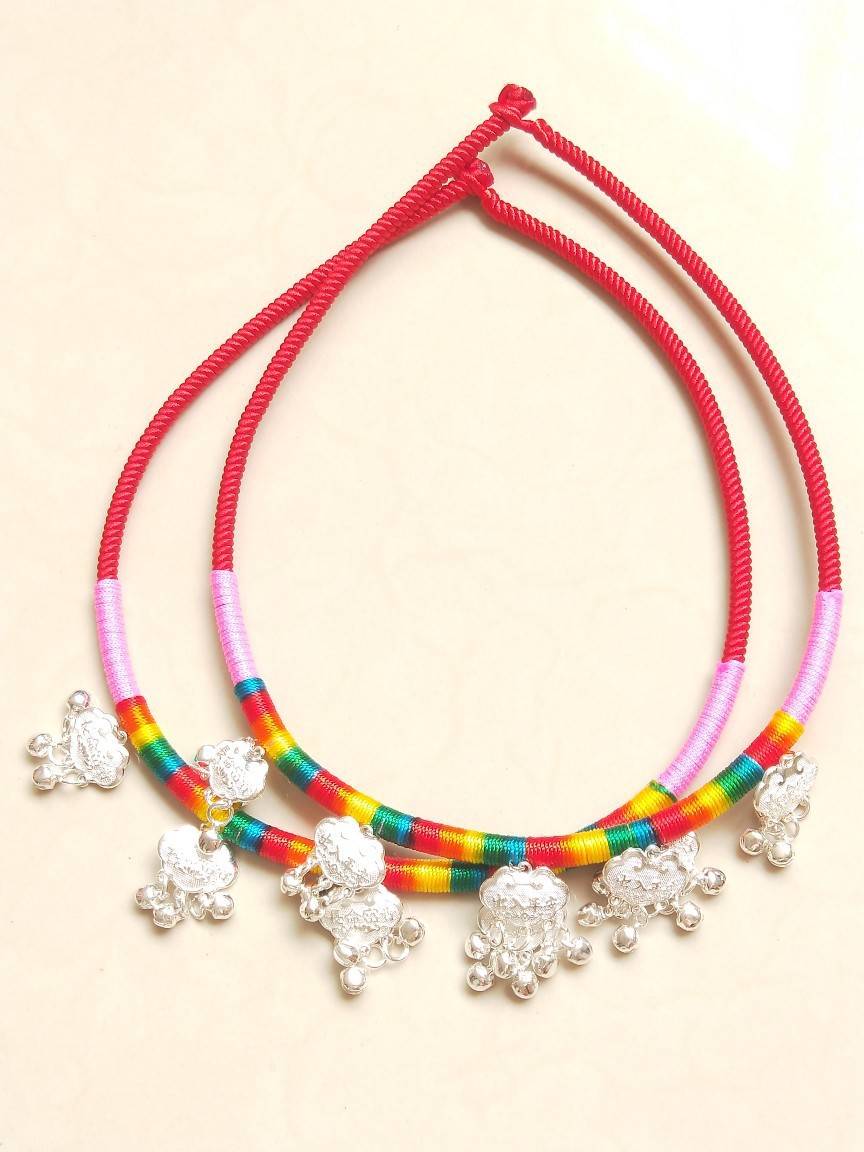 Ethnic Style Hand-Knitted Dragon Boat Festival Colorful Miao Silver Necklace Personalized Collar Ornament Wholesale