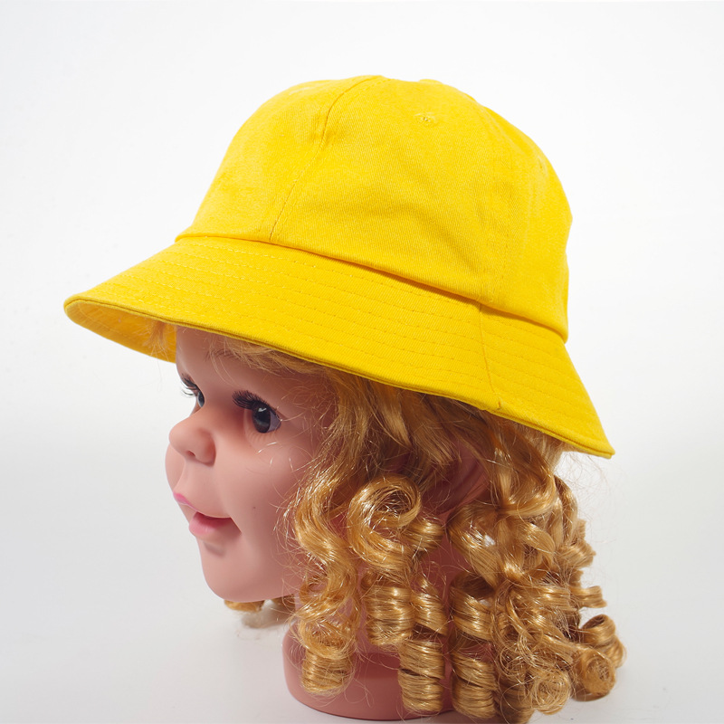 儿童黄帽印制儿童6片渔夫帽小学生幼儿园盆帽绣花制LOGO印图