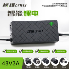 电动车锂电池智能充电器48v3a绿维雅迪爱玛锂离子电瓶车充电器