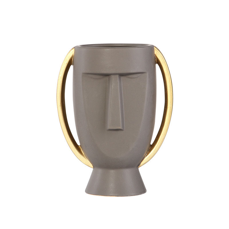 Nordic Style Head Portrait Face Ceramic Vase Creative Simple and Modern Furnishings Crafts Soft Outfit Decoration Ornaments