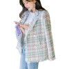 new pattern goods in stock wholesale Korean Edition Star Same item spring and autumn lattice tassels fresh Pearl clasp suit coat new pattern goods in stock wholesale Korean Edition Star Same item spring and autumn lattice tassels fresh Pearl clasp suit coat
