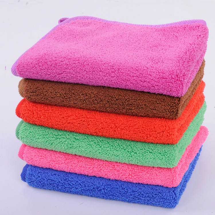 Towel Factory Wholesale Composite 30*40 Covered Coral Fleece 600G Thickened Car Cleaning Towel Double-Sided Fleece Kitchen