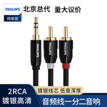 飞利浦（PHILIPS）3.5mm转双莲花 音频线一分二 2RCA公对公连接线