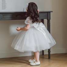 儿童礼服2024新款女童演出服白色蕾丝周岁礼服宝宝生日儿童公主裙
