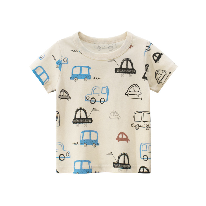 27Kids Brand Children's Clothing Boys' 2024 Summer Korean Style Children's Short-Sleeved T-shirt Cotton for Baby Clothes One Piece Dropshipping