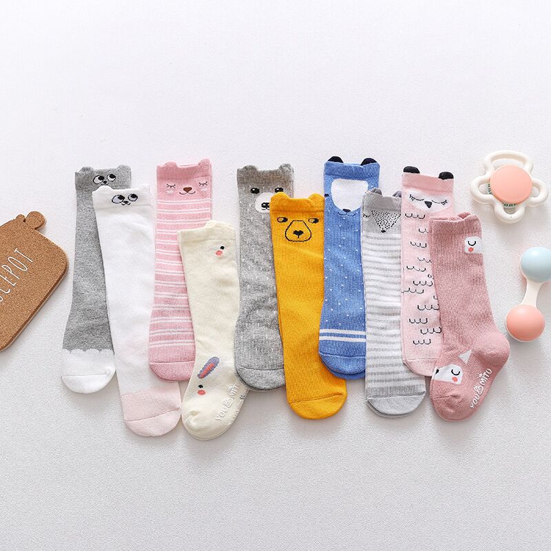 korean style polyester cotton autumn and winter kid‘s socks baby tube socks baby non-slip dispensing socks children‘s three-dimensional socks wholesale