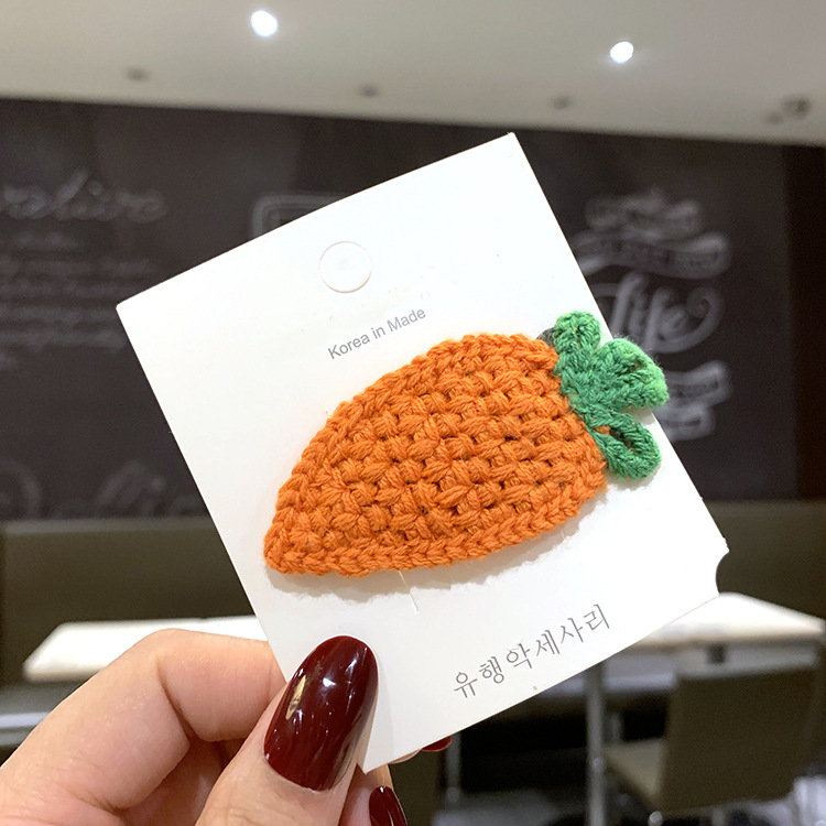 Autumn and Winter Wool Knitted Fruit Hairpin Girls' Hairpin Clip Headdress Korean Princess Cute Baby Hair Accessories Side Clip