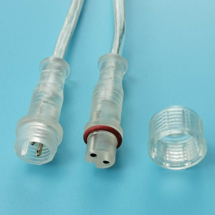 透明2芯防水公母对接插头灯条连接线2p透明防水接头2芯防水连接器